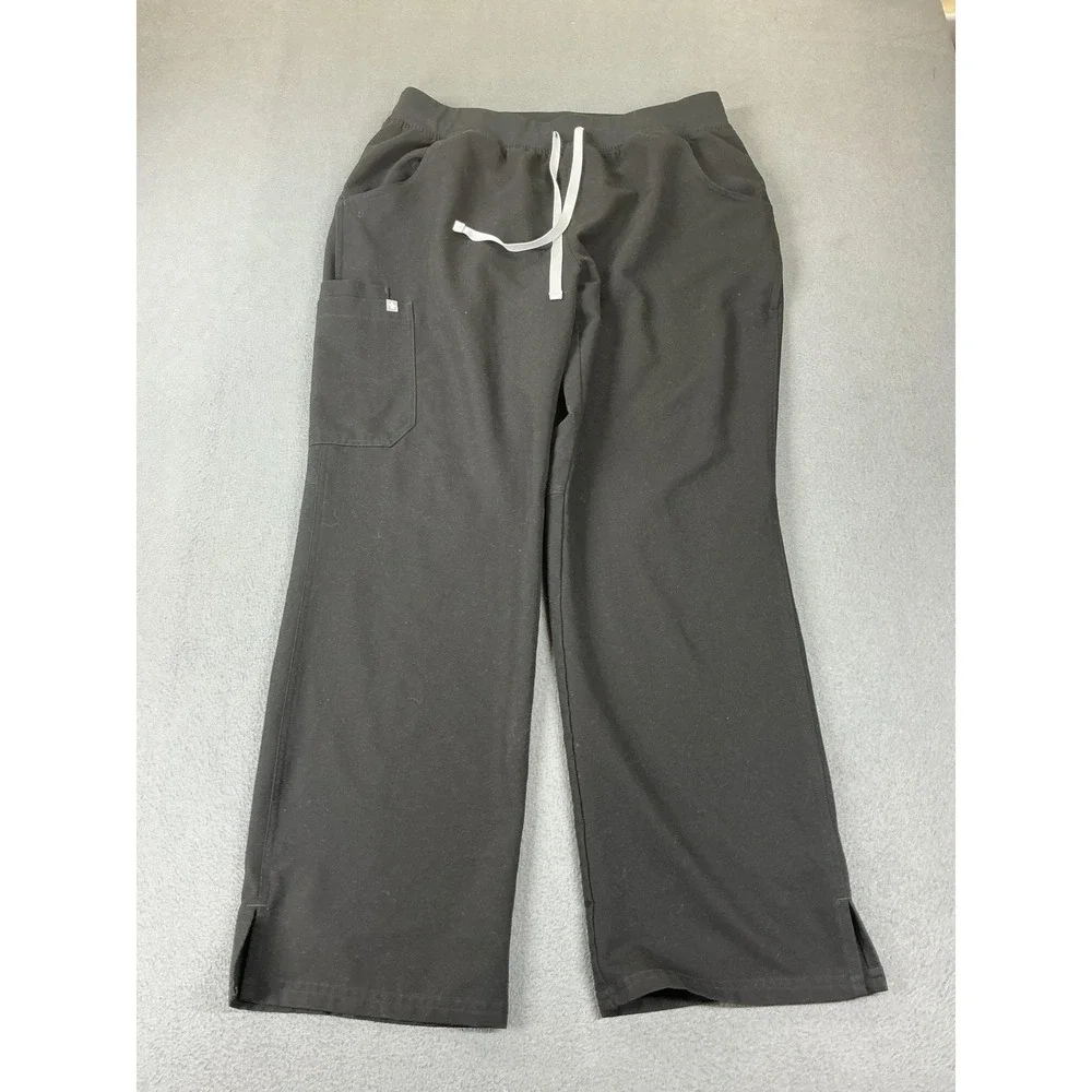 FIGS Scrub Pants Mens Medium Black Kade Straight Leg Drawstring Nursing Pockets‎